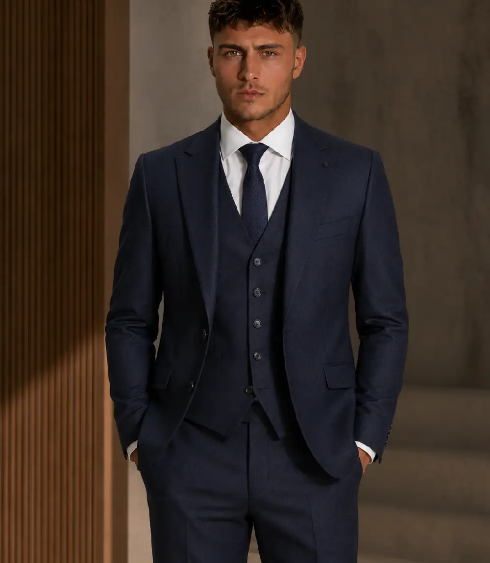 Eastford Polyester Solid Dark Navy Suit Model Eastford Polyester Solid Dark Navy Suit Model