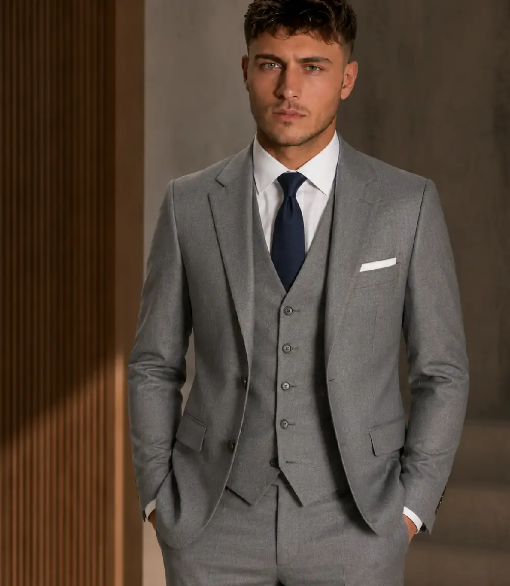 Eastford Polyester Solid Grey Suit Model Eastford Polyester Solid Grey Suit Model