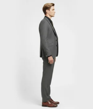 Eastford Polyester Textured Dark Grey Suit Side