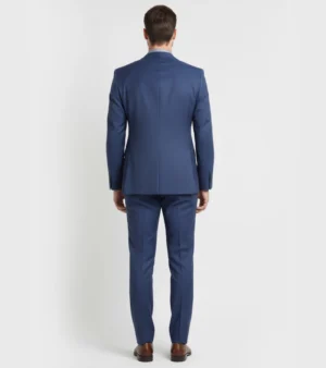 Eastford Polyester Textured Navy Blue Suit Back