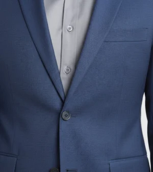 Eastford Polyester Textured Navy Blue Suit Closeup