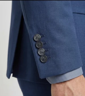 Eastford Polyester Textured Navy Blue Suit Cuffs