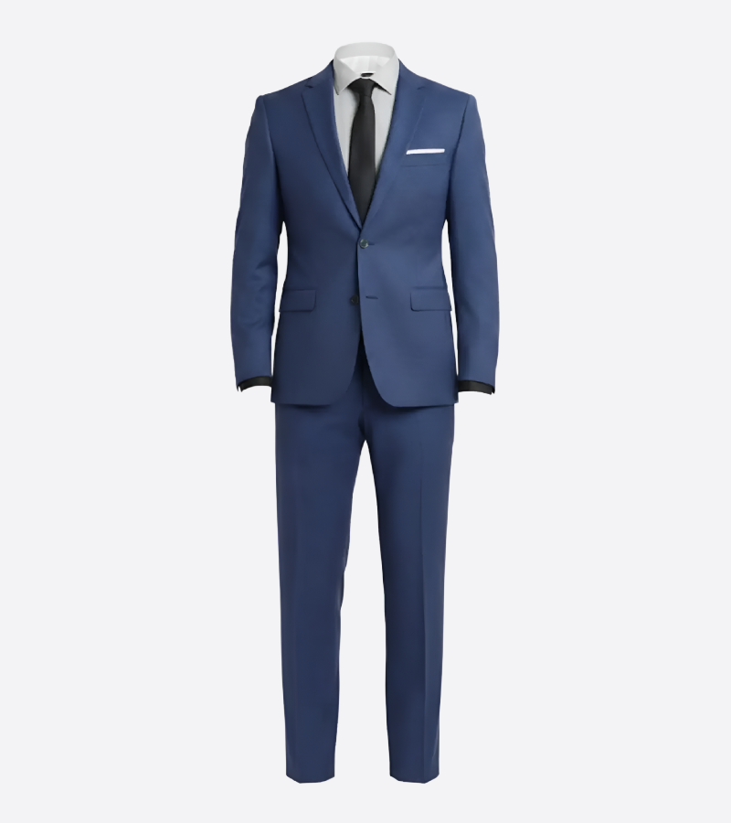 Eastford Polyester Textured Navy Blue Suit