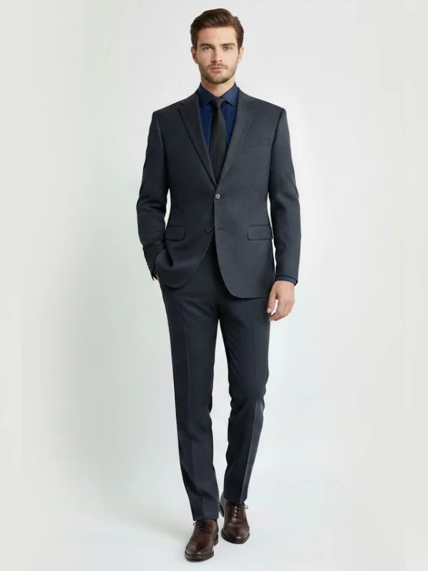 SuitsHeritage Men's Solid Grey Relaxed Fit Two Piece Suit Front