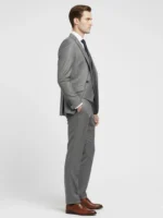 Suitsheritage Men's Check Grey Slim Fit 3 Piece Suit Main Side