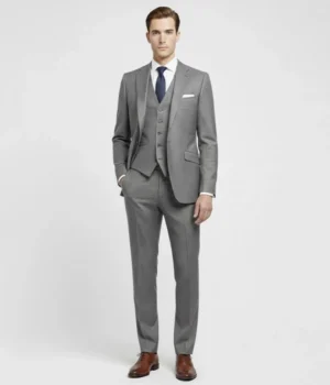 Suit Heritage Men's Check Grey Slim Fit 3 Piece Suit