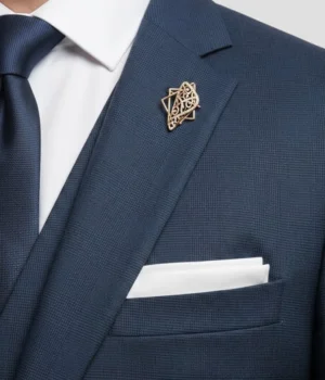 Suit Heritage Men's Checked Navy Blue Regular Fit 3 Piece Suit