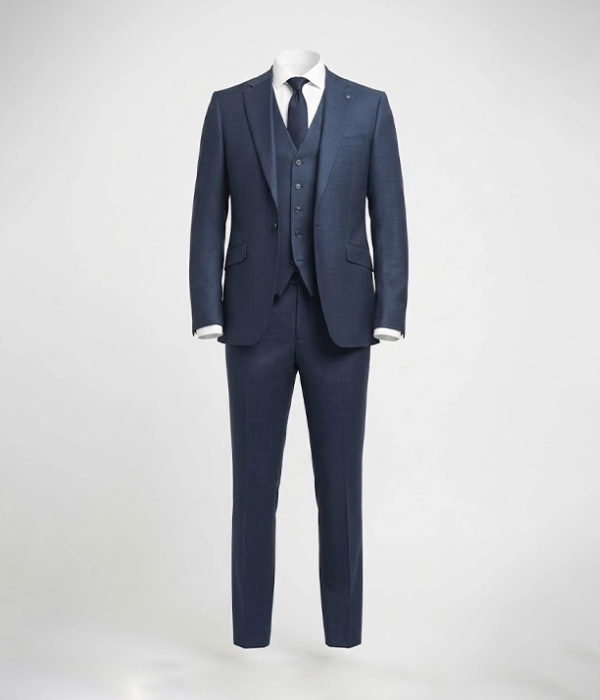 Suit Heritage Men’s Checked Navy Blue Regular Fit 3 Piece Suits