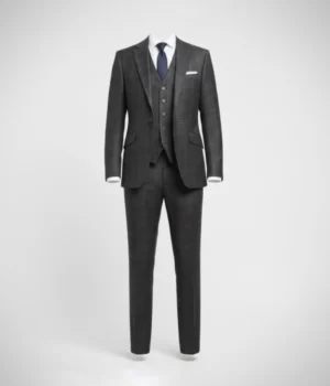 Suit heritage Men's Check Black Slim Fit 3 Piece Suits Front