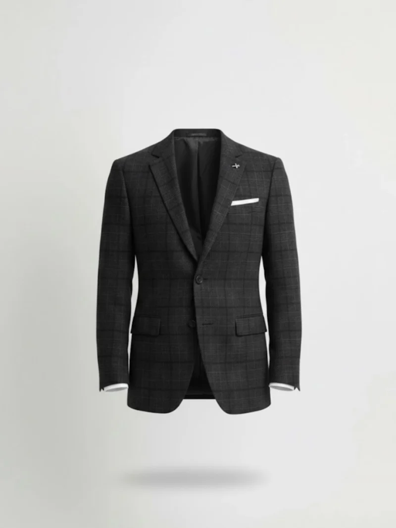 SuitsHeritage Men’s Check Charcoal Regular Fit Blazer Main