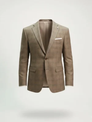 SuitsHeritage Men’s Check Khaki Regular Fit Blazer