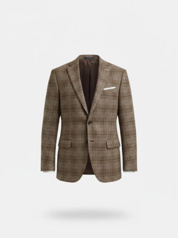 SuitsHeritage Men’s Check Light Brown Regular Fit Blazer Main
