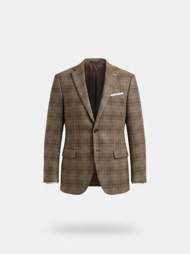 SuitsHeritage Men’s Check Light Brown Regular Fit Blazer Main