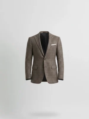 SuitsHeritage Men’s Plaid Brown Regular Fit Blazer