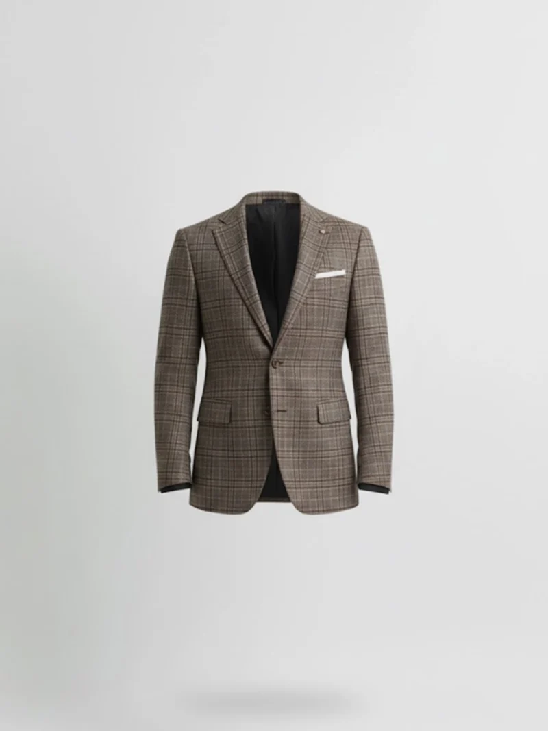 SuitsHeritage Men’s Plaid Brown Regular Fit Blazer