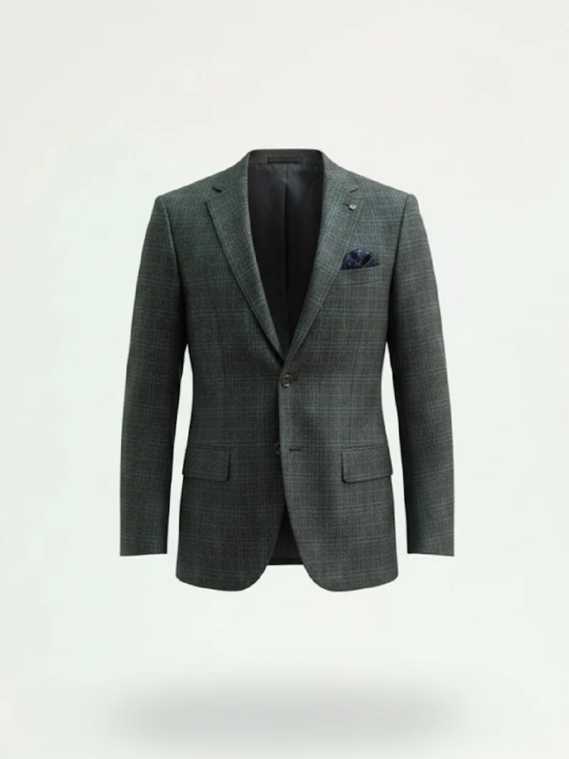 SuitsHeritage Men’s Plaid Grey Relaxed Fit Blazer Main
