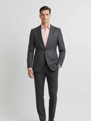 SuitsHeritage Men’s Plaid Grey Slim Fit Blazer Front