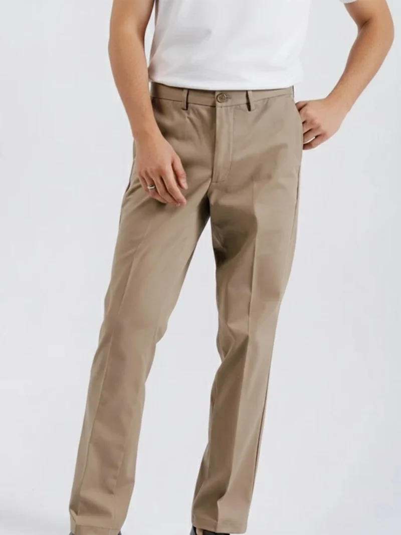 SuitsHeritage Men’s Solid Beige Regular Fit Pant4