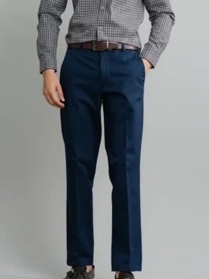 SuitsHeritage Men’s Solid Blue Regular Fit Pant 3