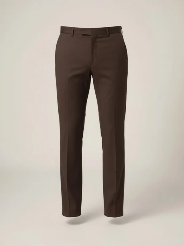 SuitsHeritage Men’s Solid Brown Regular Fit Pant