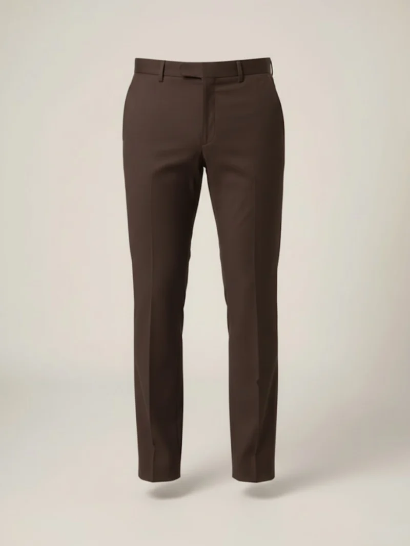 SuitsHeritage Men’s Solid Brown Regular Fit Pant