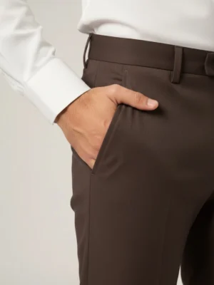 SuitsHeritage Men’s Solid Brown Regular Fit Pant2