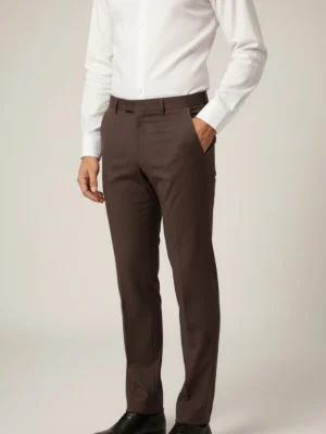 SuitsHeritage Men’s Solid Brown Regular Fit Pant4