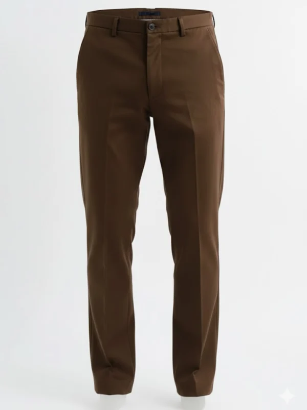 SuitsHeritage Men’s Solid Brown Relaxed Fit Pant Main