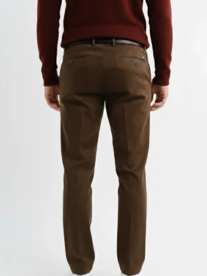 SuitsHeritage Men’s Solid Brown Relaxed Fit Pant3