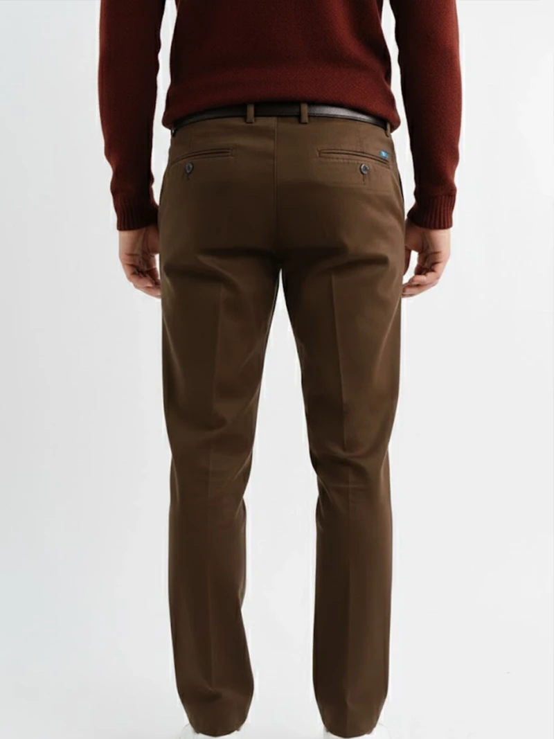 SuitsHeritage Men’s Solid Brown Relaxed Fit Pant3