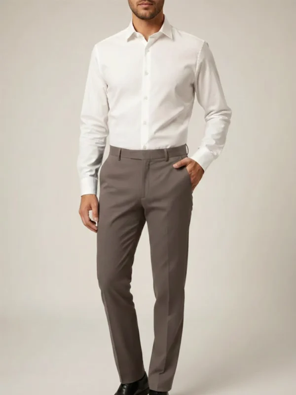 SuitsHeritage Men’s Solid Brown Slim Fit Pant4