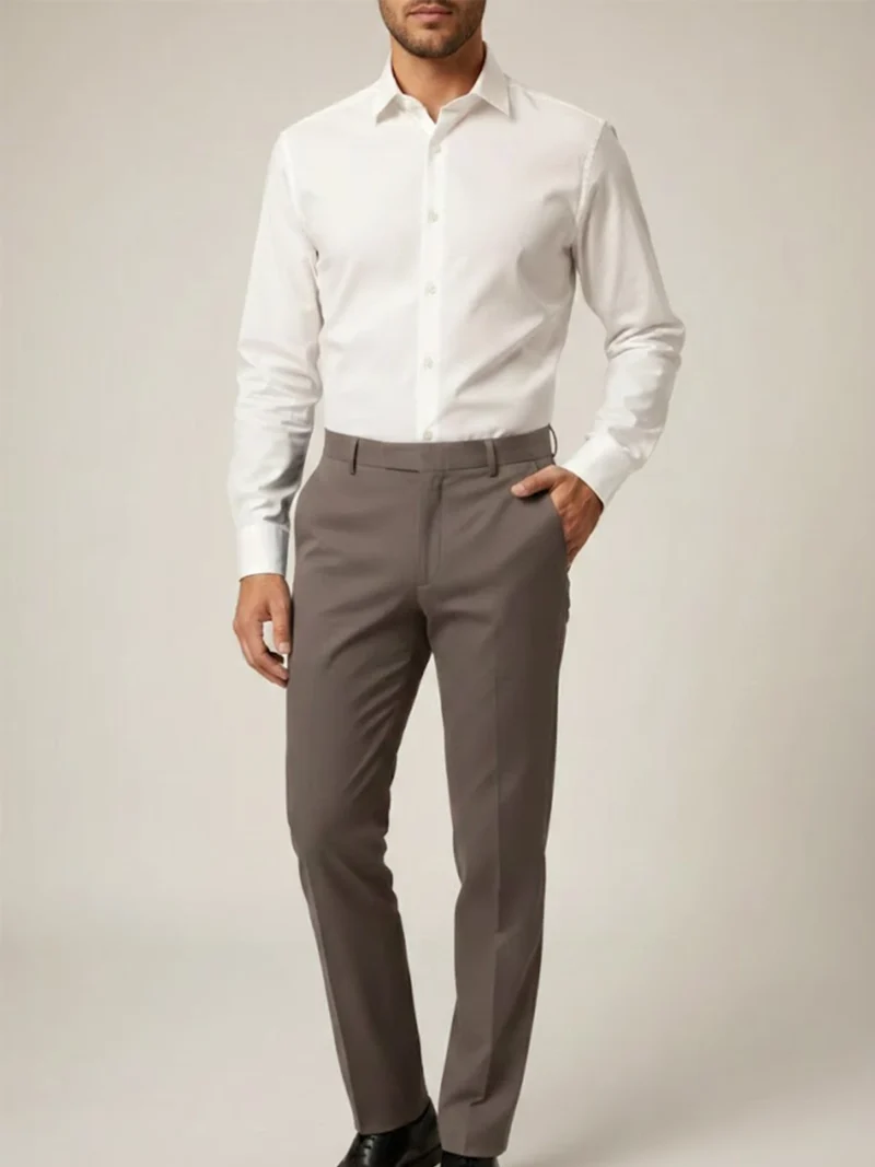 SuitsHeritage Men’s Solid Brown Slim Fit Pant4