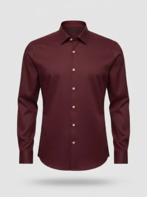 SuitsHeritage Men’s Solid Burgundy Formal Shirt Mains