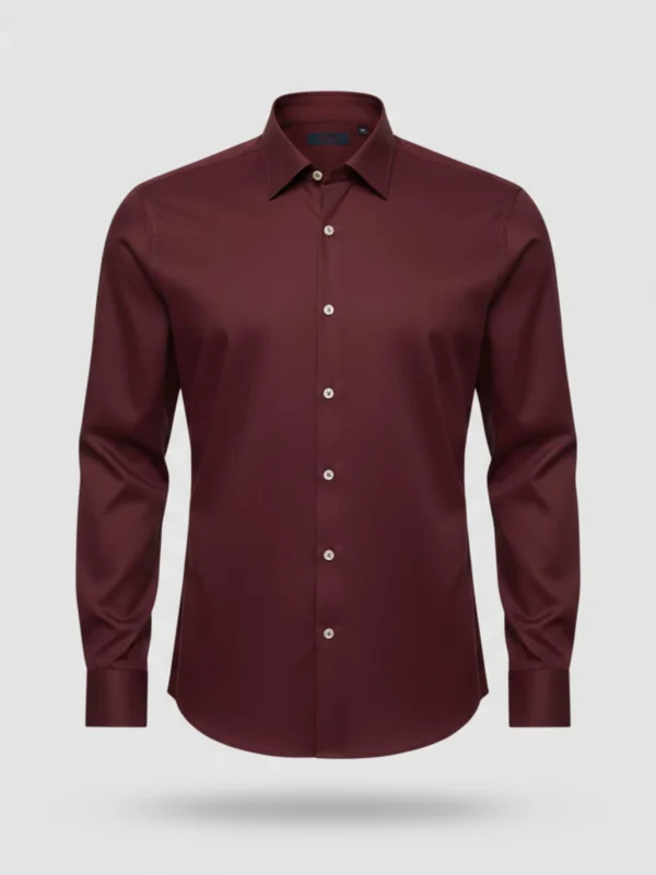 SuitsHeritage Men’s Solid Burgundy Formal Shirt Mains