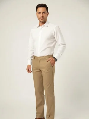 SuitsHeritage Men’s Solid Camel Regular Fit Pant4