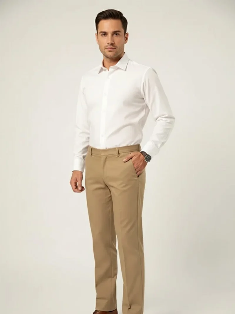 SuitsHeritage Men’s Solid Camel Regular Fit Pant4