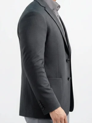 SuitsHeritage Men’s Solid Charcoal Regular Fit Blazer Side
