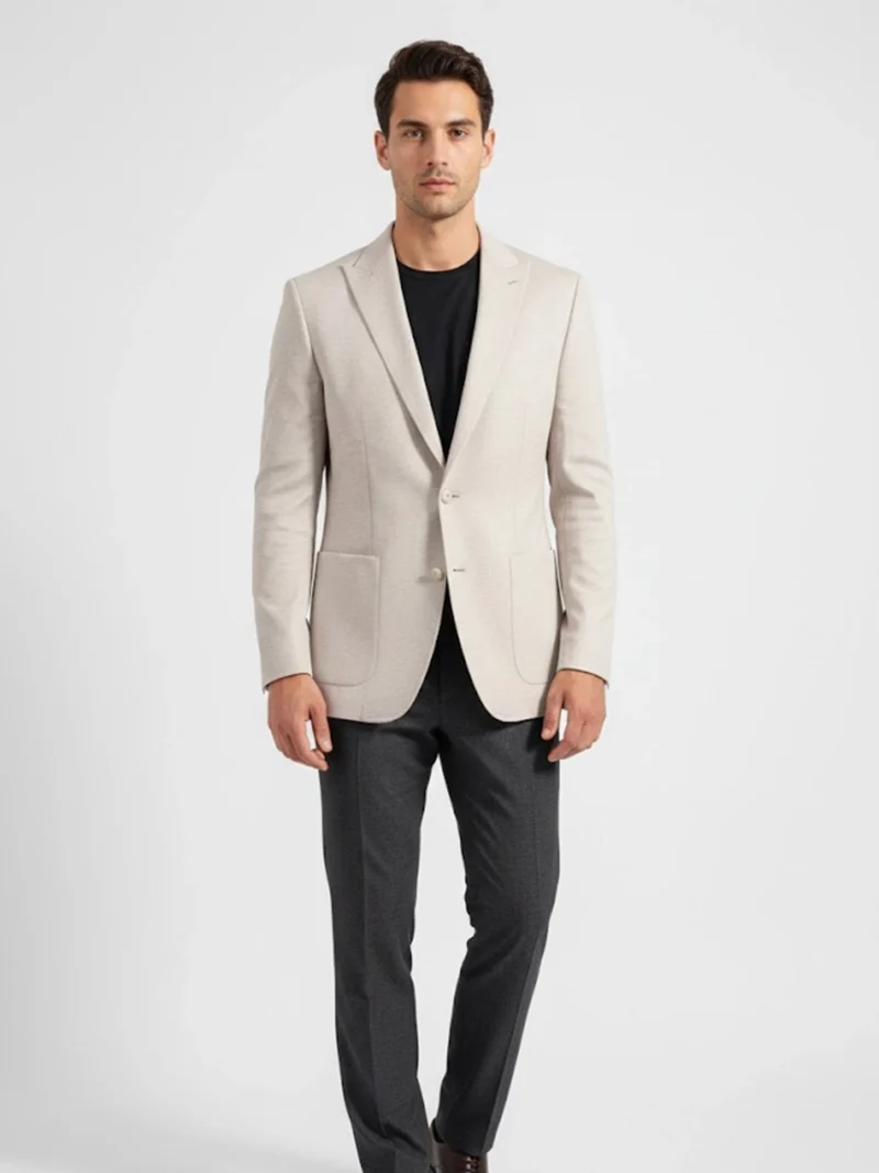 SuitsHeritage Men’s Solid Cream Linen Blazer