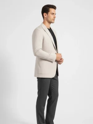 SuitsHeritage Men’s Solid Cream Linen Blazer Side