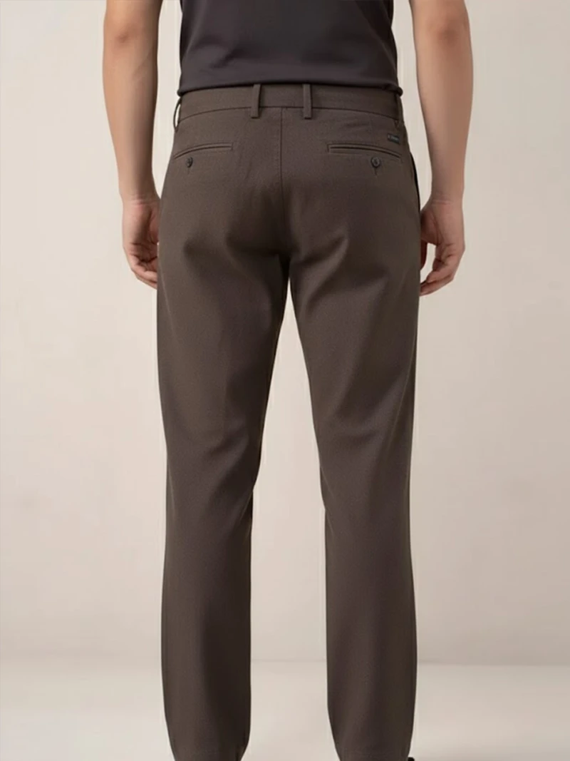 SuitsHeritage Men’s Solid Dark Brown Regular Fit Pant 2