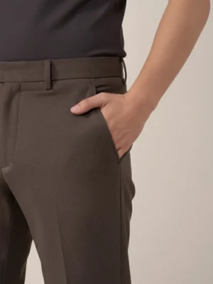 SuitsHeritage Men’s Solid Dark Brown Regular Fit Pant 3