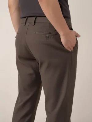 SuitsHeritage Men’s Solid Dark Brown Regular Fit Pant 4