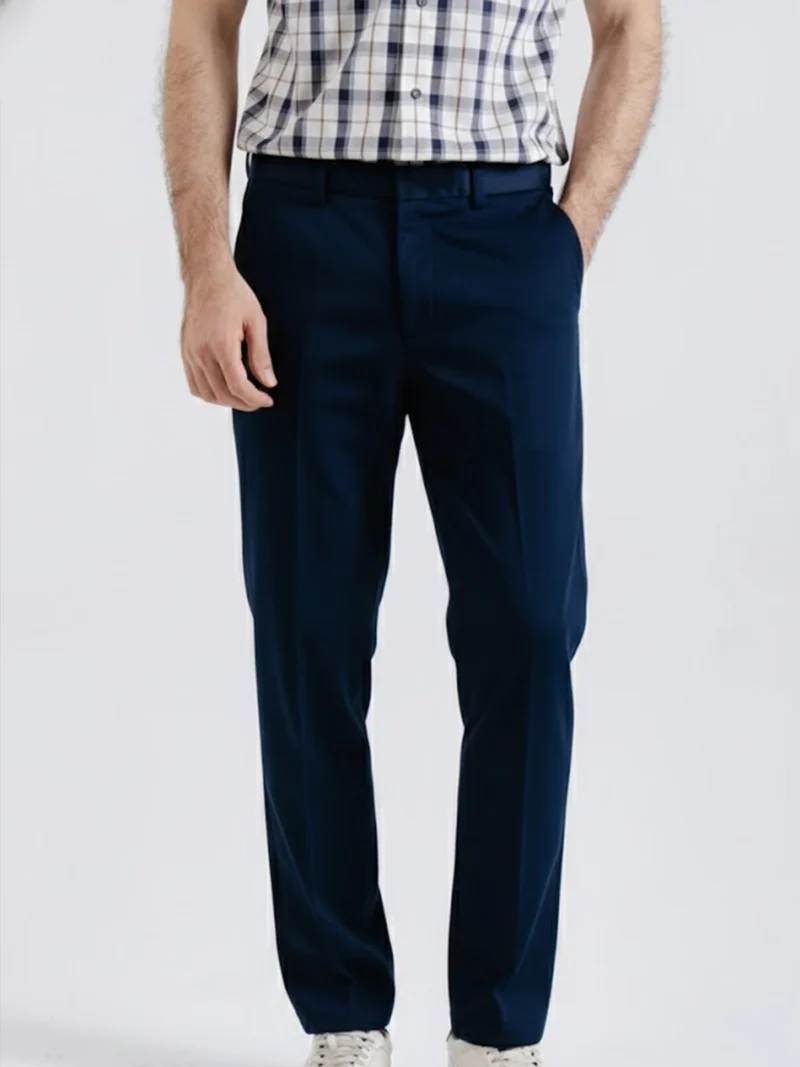 SuitsHeritage Men’s Solid Dark Navy Relaxed Fit Pant 1