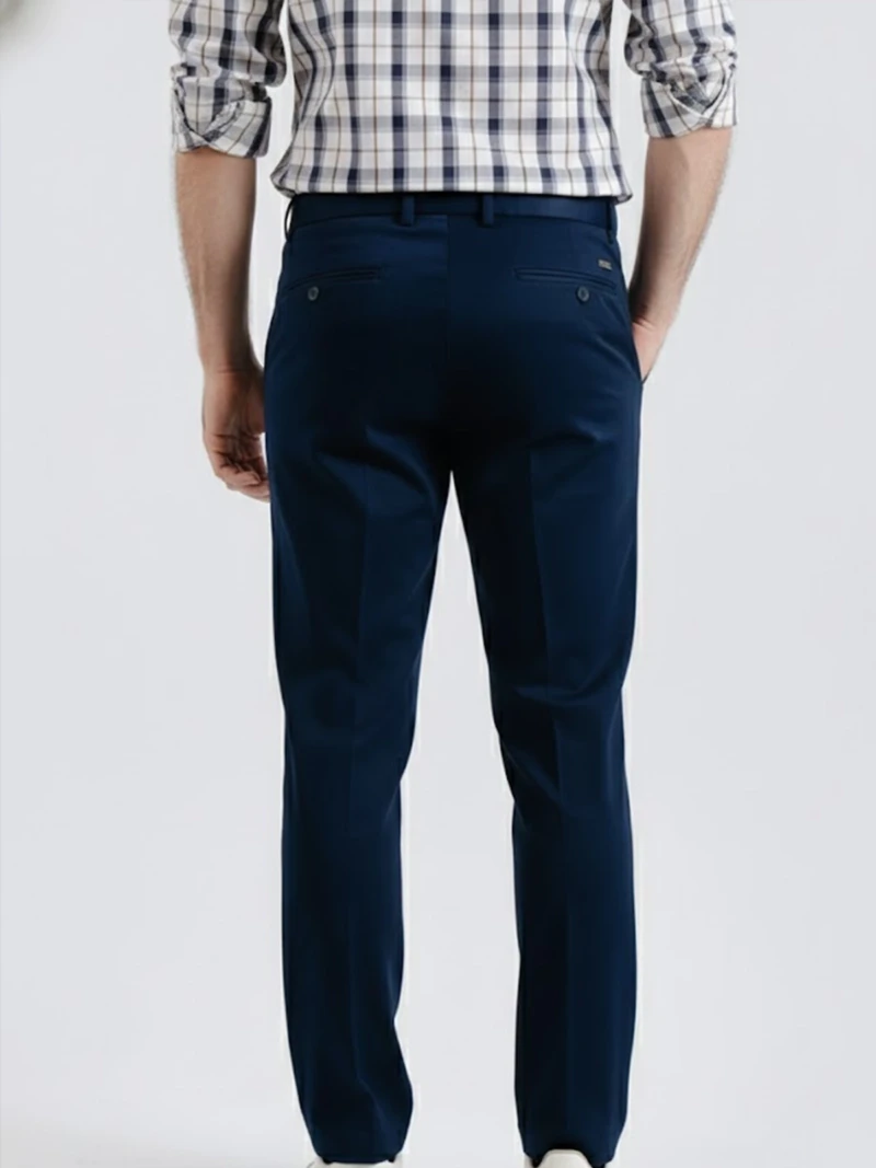 SuitsHeritage Men’s Solid Dark Navy Relaxed Fit Pant 2