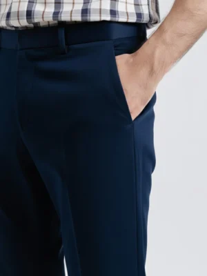 SuitsHeritage Men’s Solid Dark Navy Relaxed Fit Pant 3