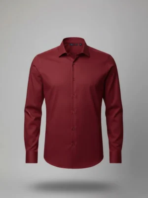 SuitsHeritage Men’s Solid Dark Red Formal Shirt