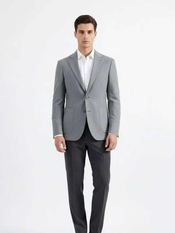 SuitsHeritage Men’s Solid Grey Regular Fit Blazer Front