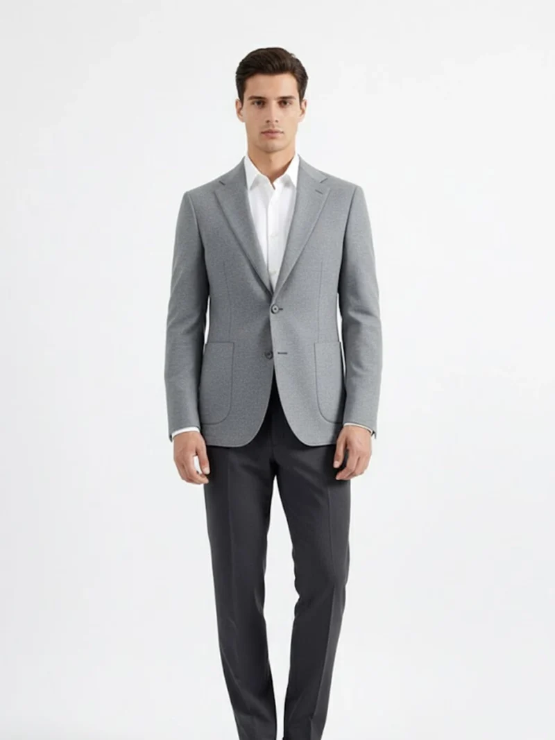 SuitsHeritage Men’s Solid Grey Regular Fit Blazer Front