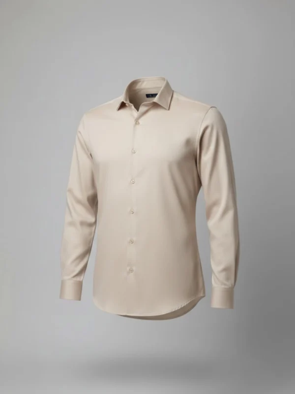 SuitsHeritage Men’s Solid Light Beige Formal Shirt main