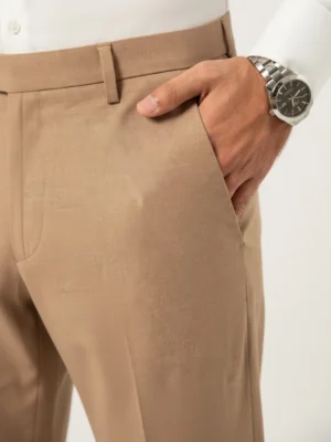 SuitsHeritage Men’s Solid Light Beige Slim Fit Pant3